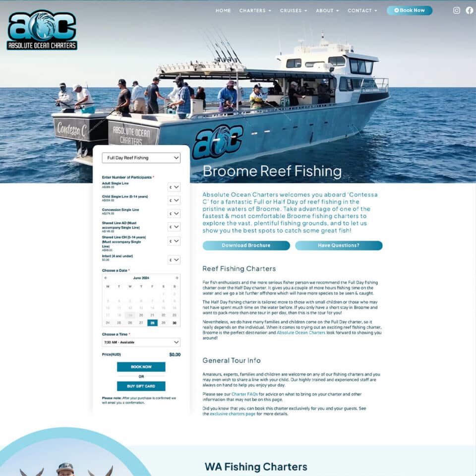 Absolute Ocean Charters clean modern design