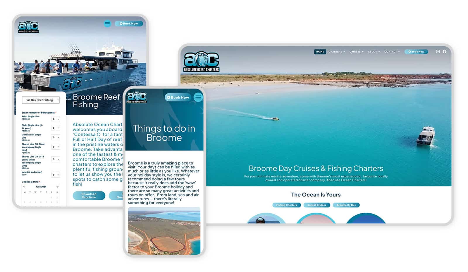Absolute Ocean Charters website