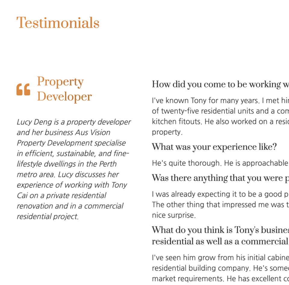 Exceptional Homes Testimonials