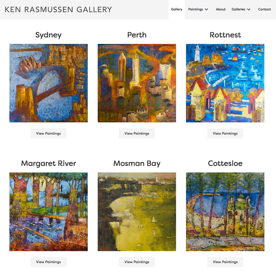 Ken Rasmussen Art Gallery web page