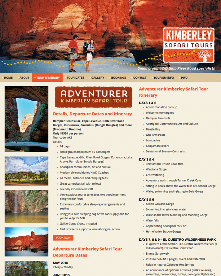 Kimberley Safari Tours Itinerary