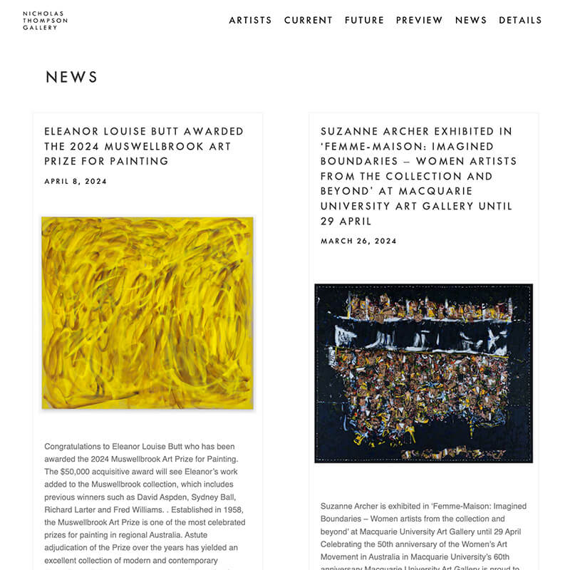 Nicholas Thompson Gallery news