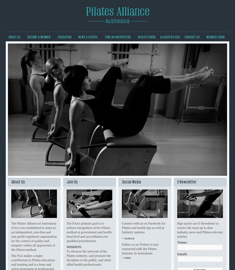 Pilates Alliance of Australasia Website Home