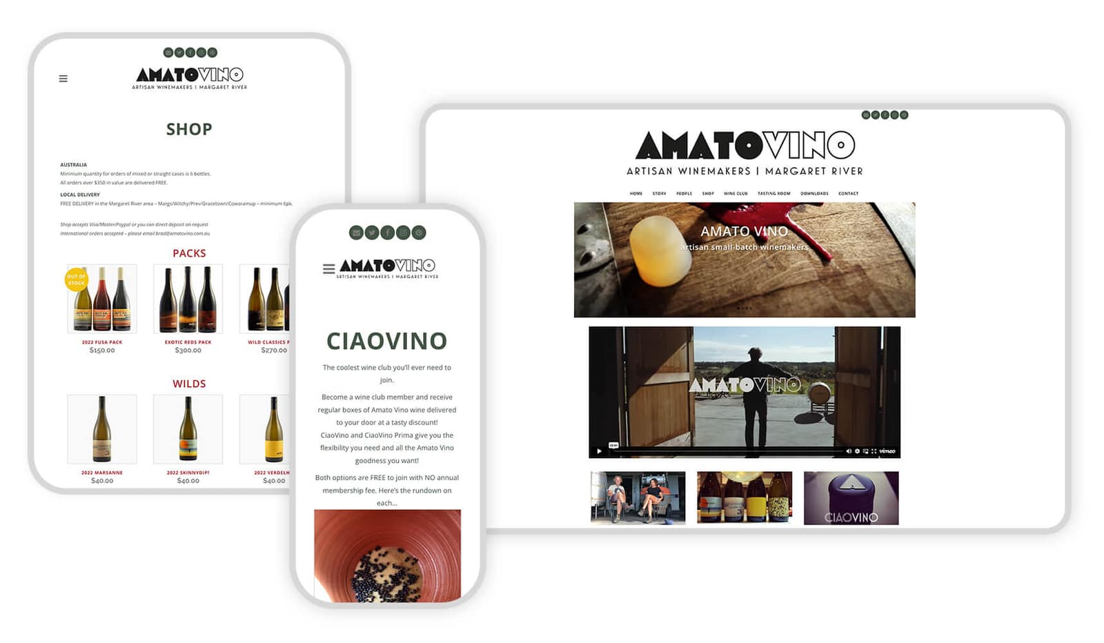Amato Vino website