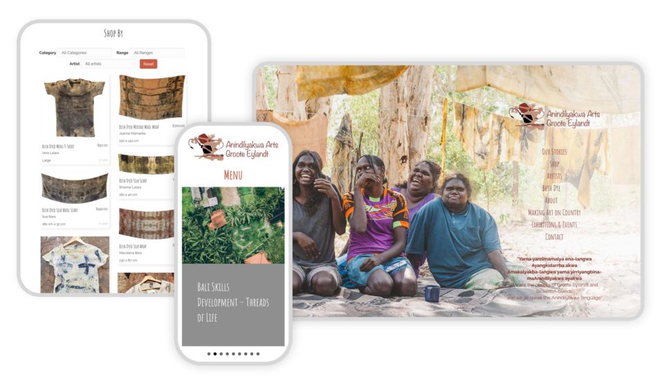 Anindilyakwa Arts website designed by Tectalic