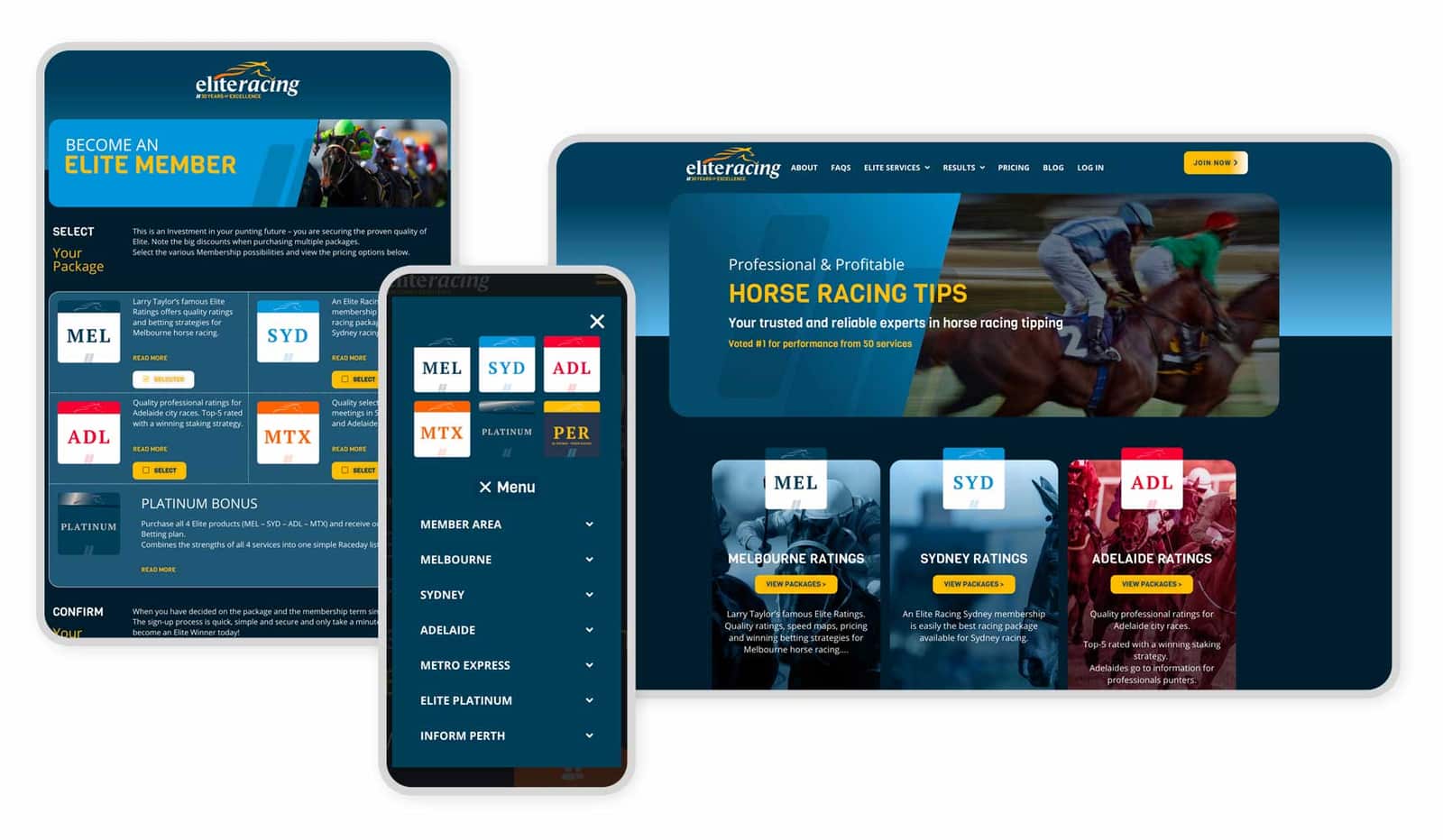 Elite Racing website