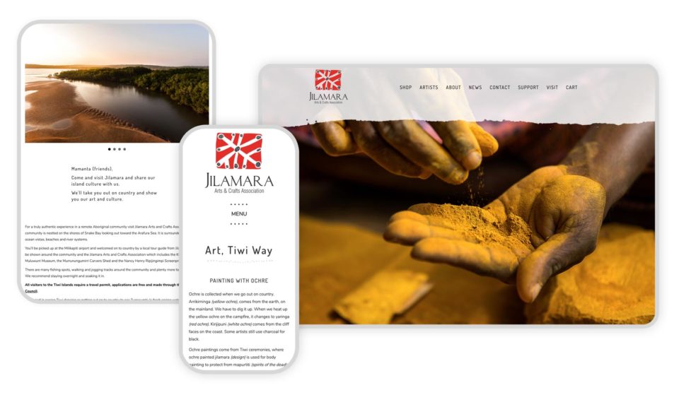 Jilamara Arts & Crafts Association website designed by Tectalic