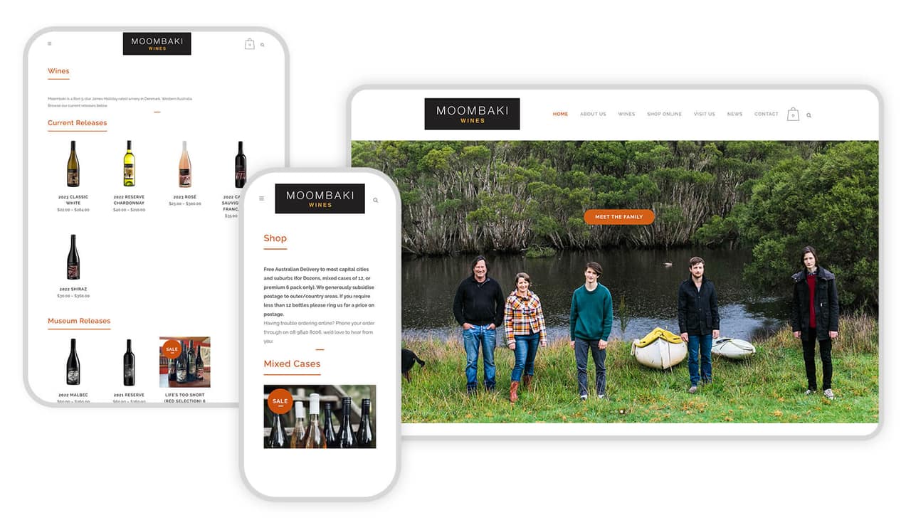 Moombaki Wines website