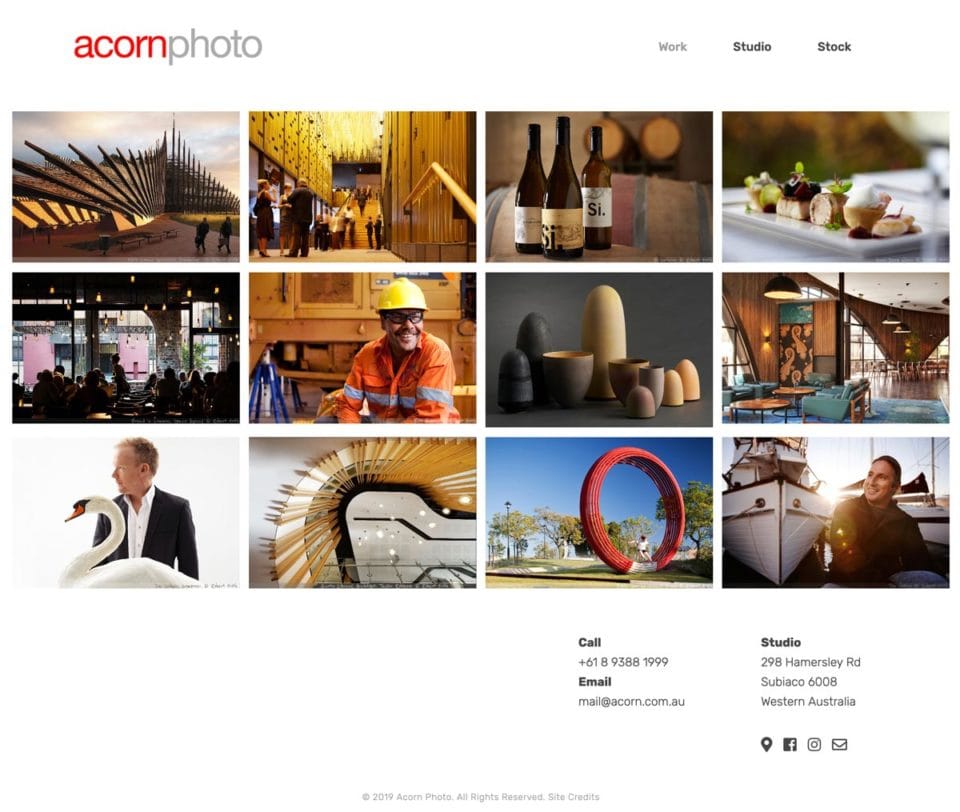 Acorn Photo Website Home Page
