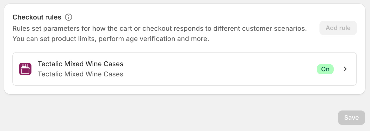 The checkout rule turned on