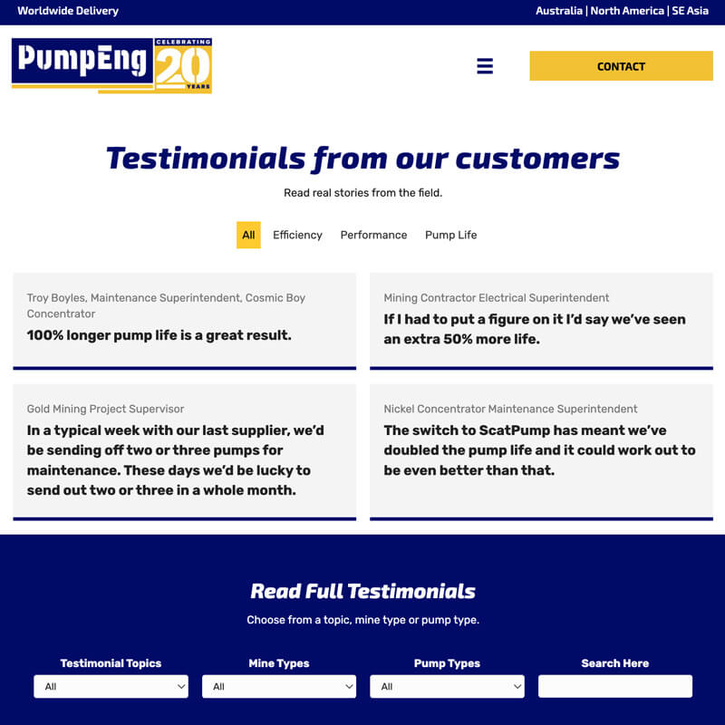 PumpEng testimonials