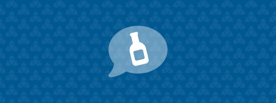 Mastering Member Engagement: a wine bottle on a chat bubble icon